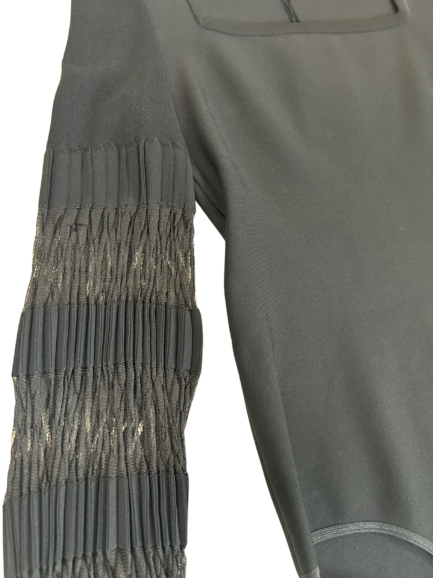 Alaïa Black Knit Square Neck Long Sleeve Bodysuit