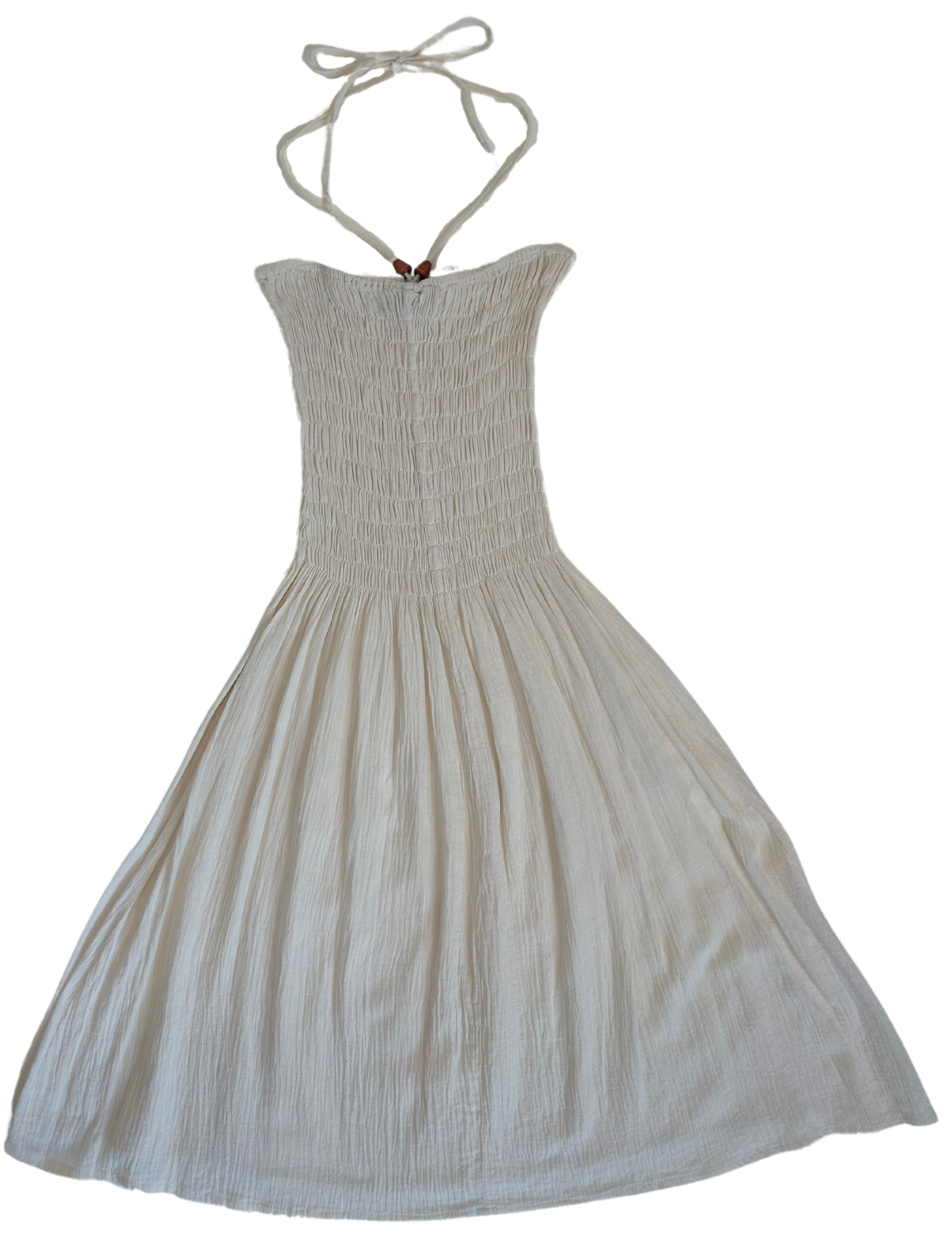 Vintage 1990s Beach Crew Ivory Cotton Halter Dress