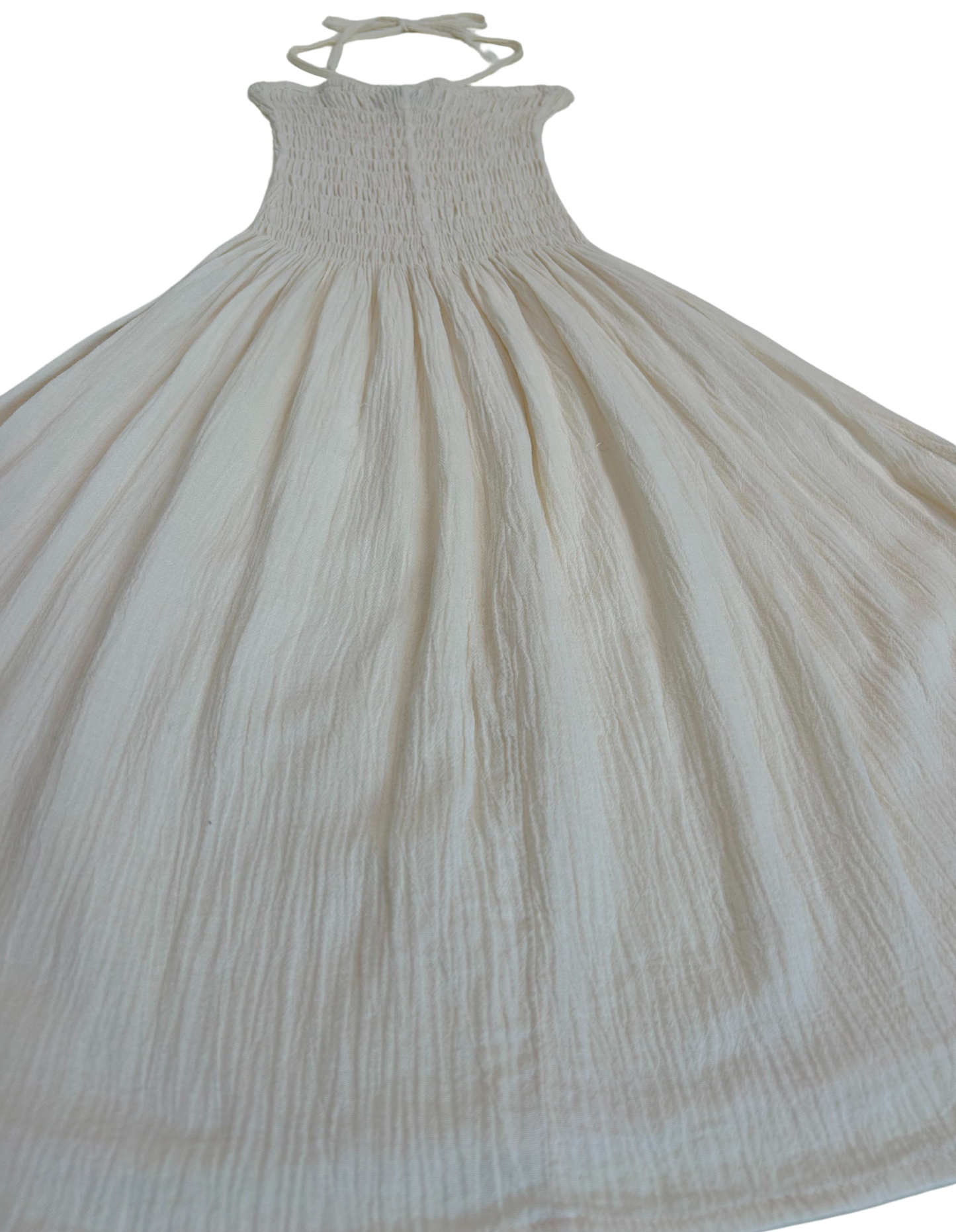 Vintage 1990s Beach Crew Ivory Cotton Halter Dress
