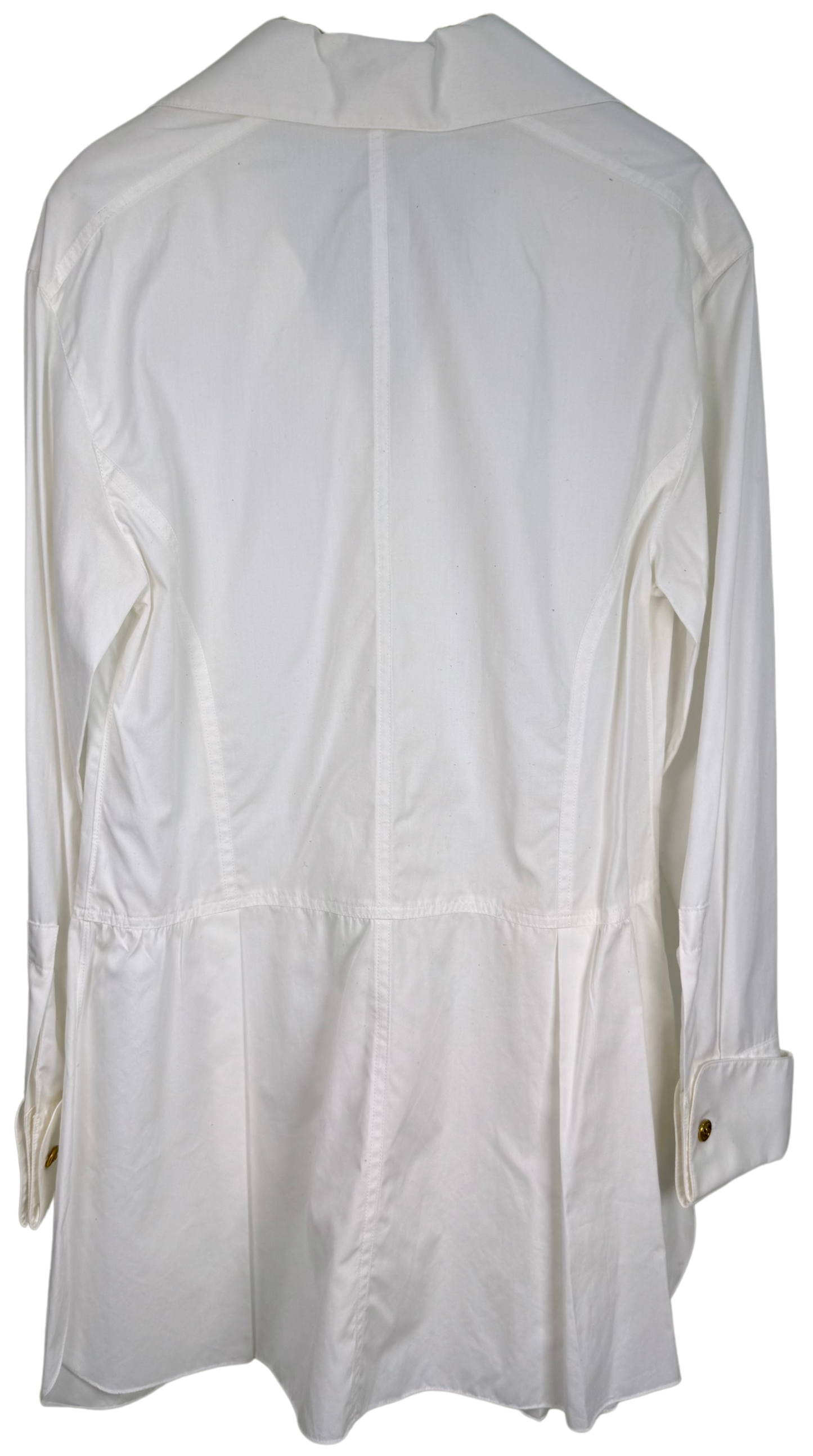 Chanel Vintage 1980s White Cotton Tunic/Mini Dress with CC Buttons