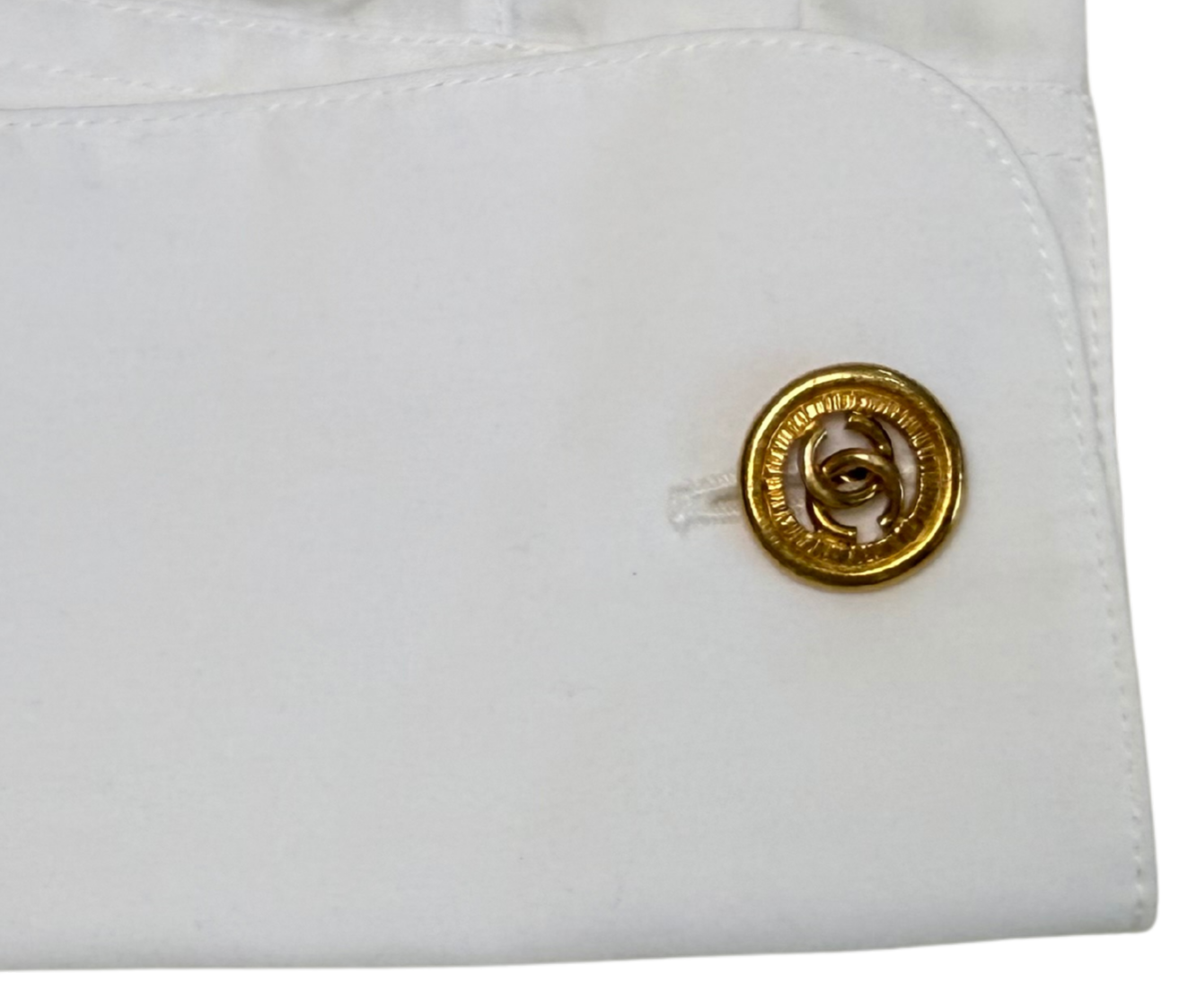 Chanel Vintage 1980s White Cotton Tunic/Mini Dress with CC Buttons