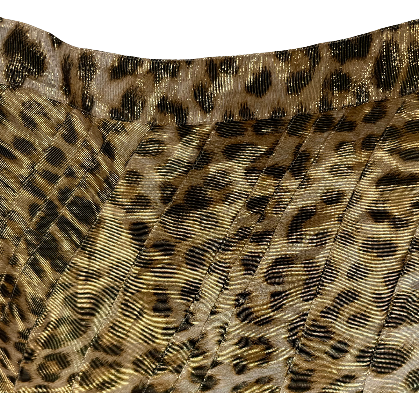 Roberto Cavalli Metallic Leopard Print Silk Midi Skirt