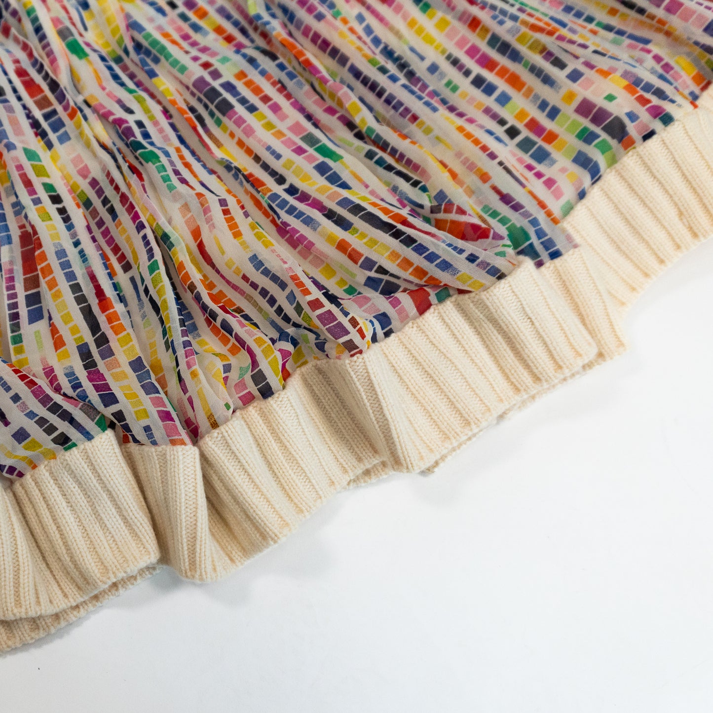 Vintage Chanel Multi Colored Silk Chiffon Knee Length Skirt