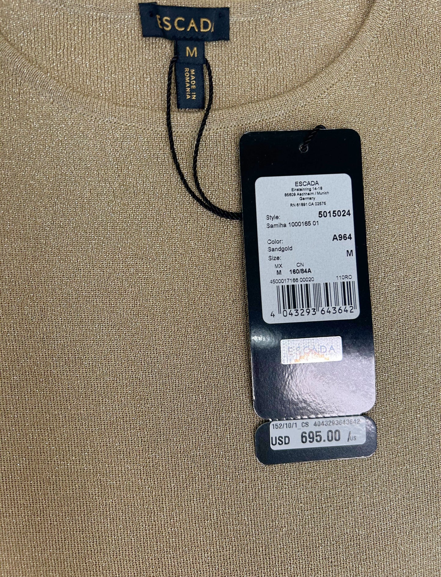 Escada Metallic Gold Knit Sleeveless Top - New with Tags