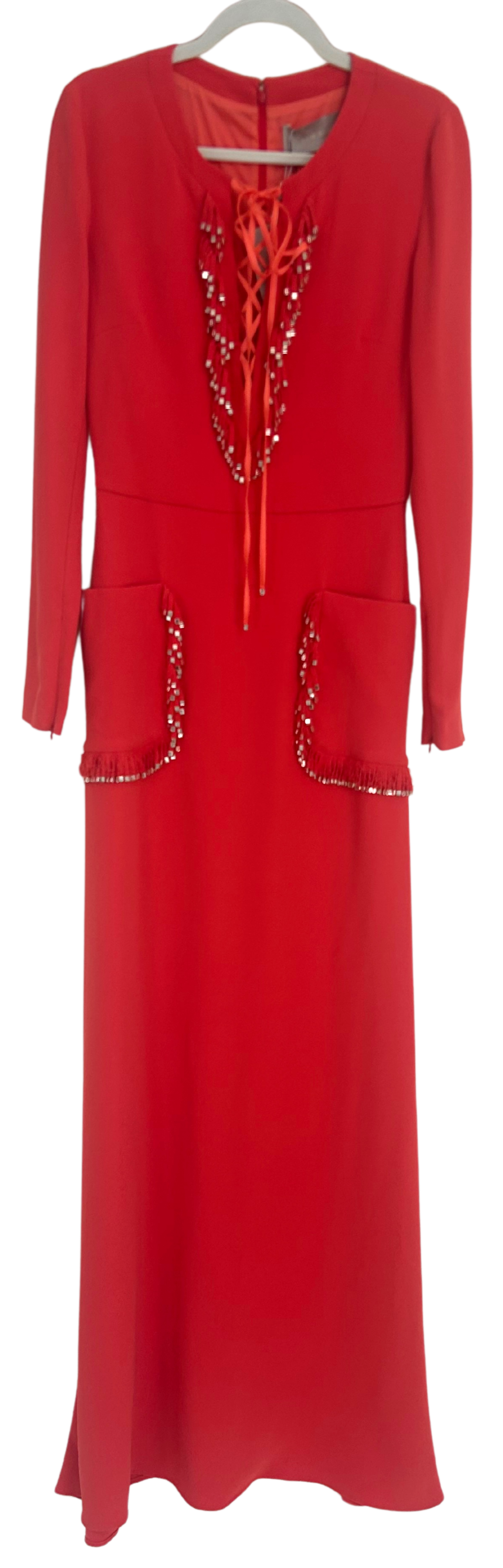 Elie Saab Sunset Orange Embellished Cady Gown - SS'22
