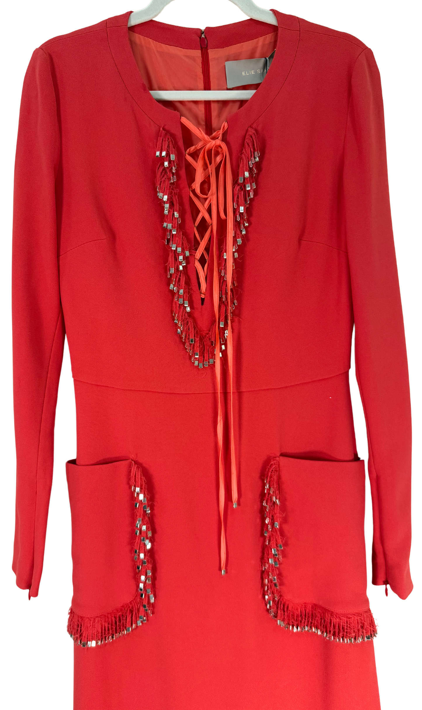 Elie Saab Sunset Orange Embellished Cady Gown - SS'22