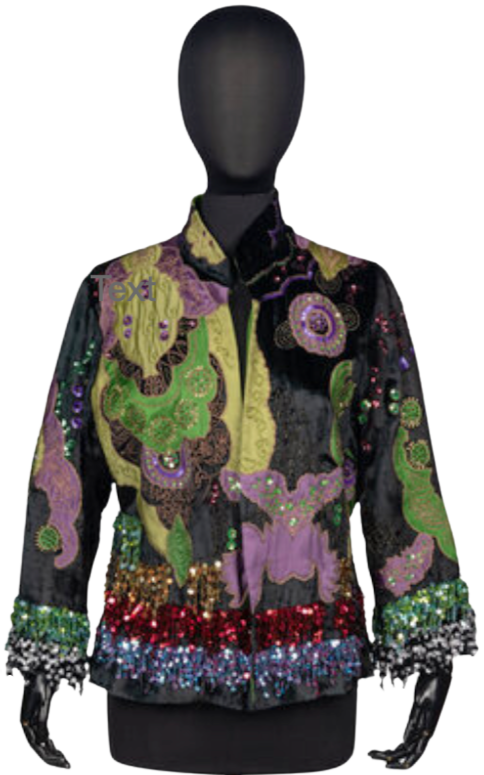 Merle Reskin x Vintage Etro Velvet and Charmeuse Embellished Evening Jacket with Sequins and Beading