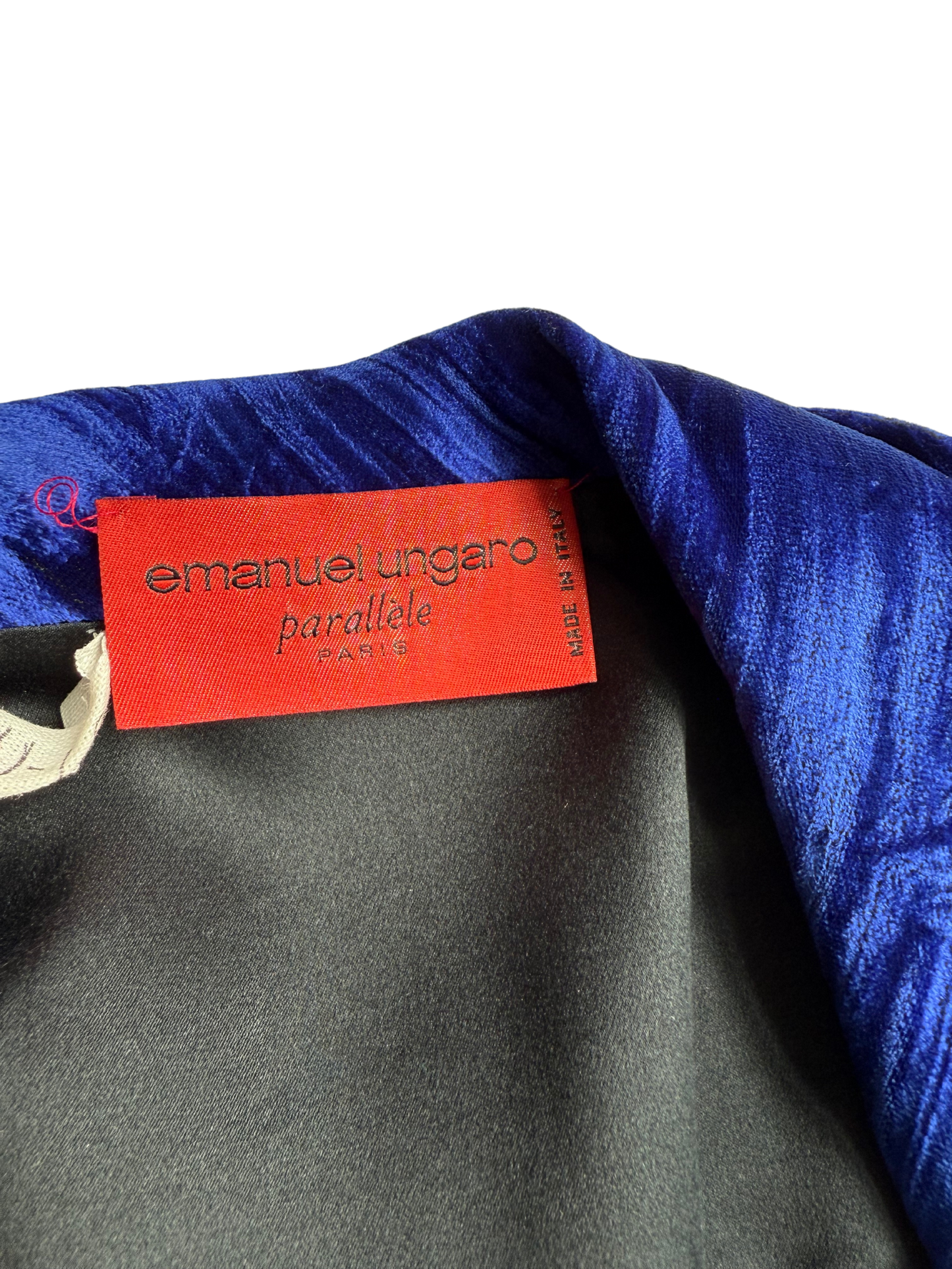 Iris Apfel x Emanuel Ungaro Vintage Cobalt Blue Crushed Velvet Bolero