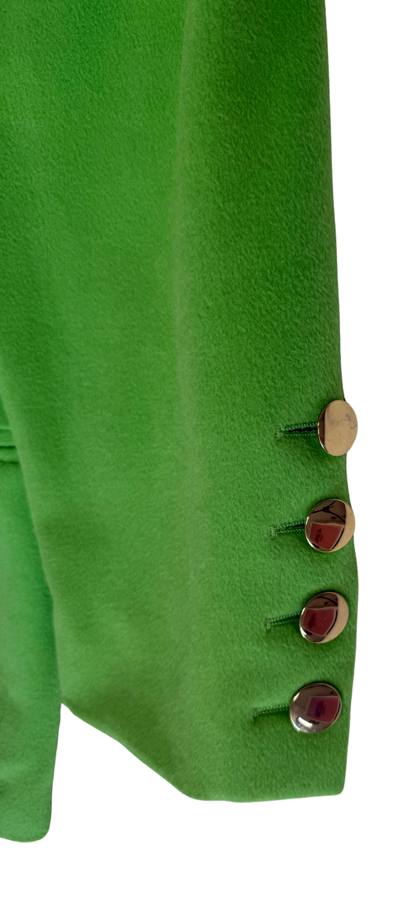 Escada Vintage 1980s Chartreuse Angora Rabbit Double Breasted Blazer