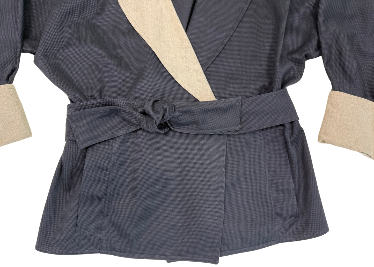 FENDI 365 Vintage 1980s Black and Beige Linen Jacket