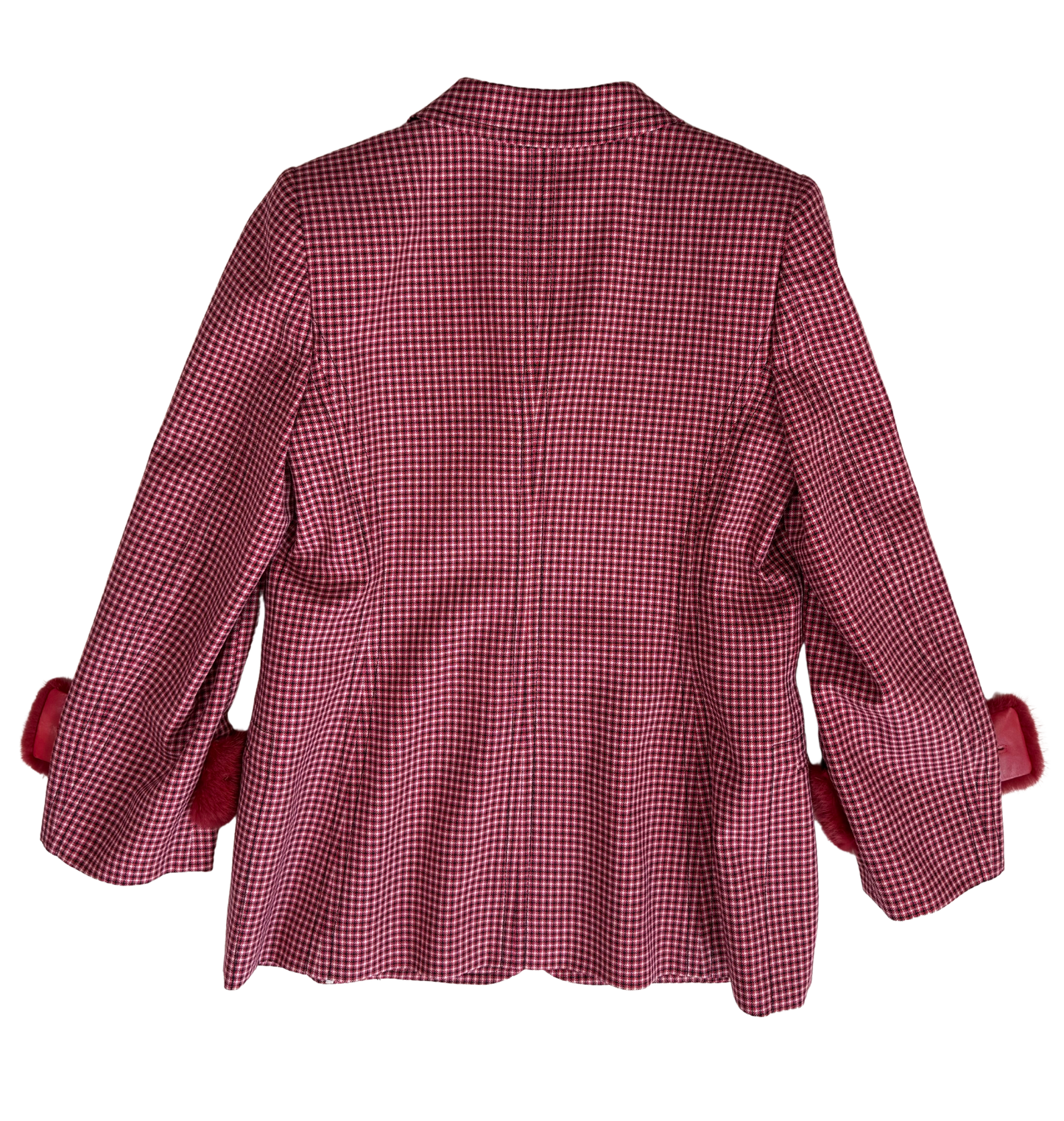 Fendi Wool Jacket with Mink Fur Cuffs in in Jelly Houndstooth