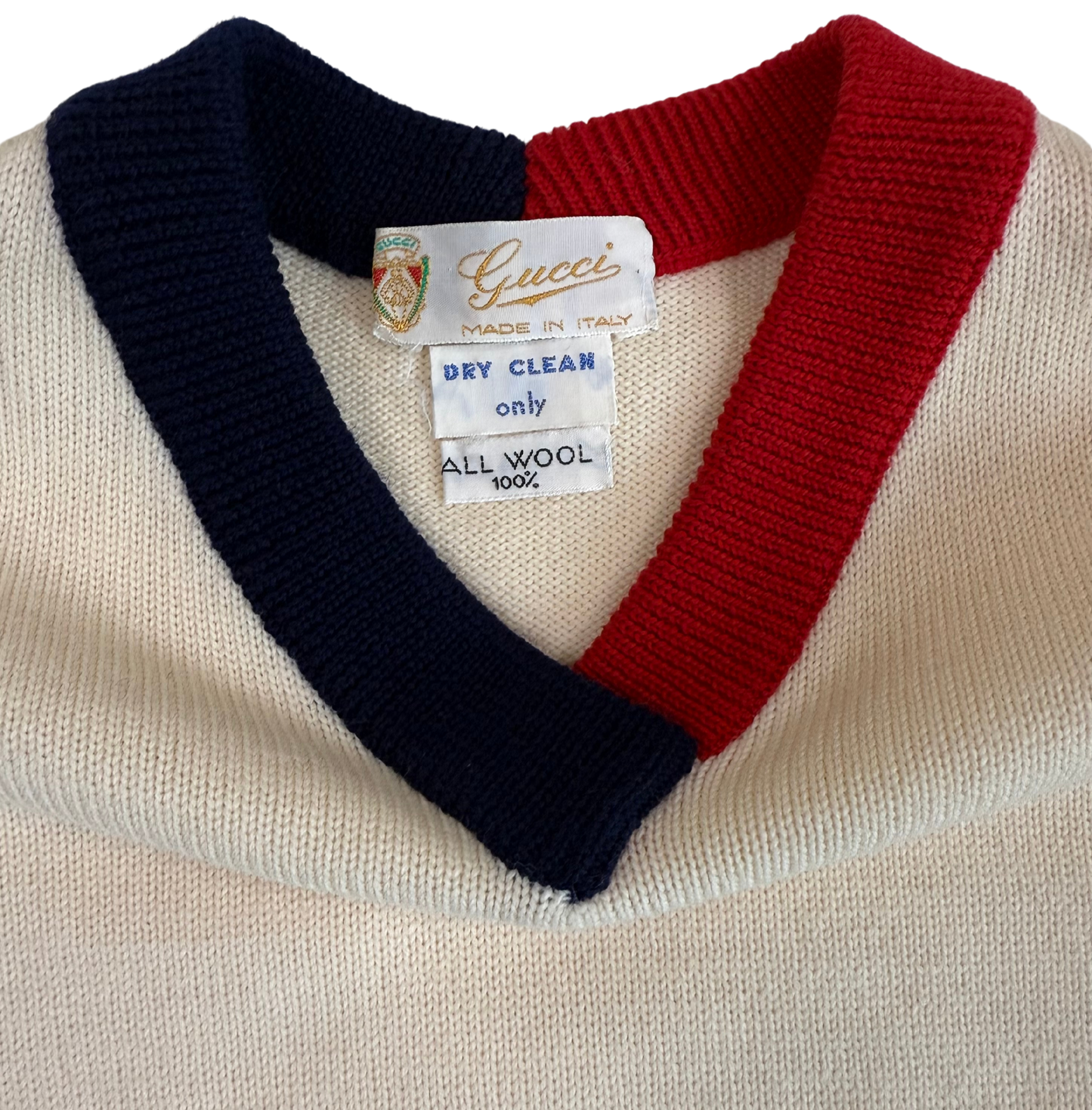 Vintage Gucci Equestrian Motif Ivory Wool Sweater - Late 1960s to Early 1970s