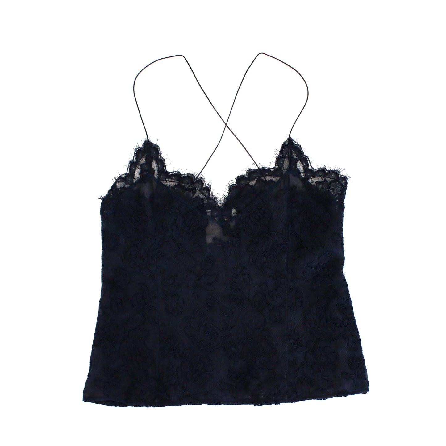 Vintage YSL Navy Floral Lace Camisole