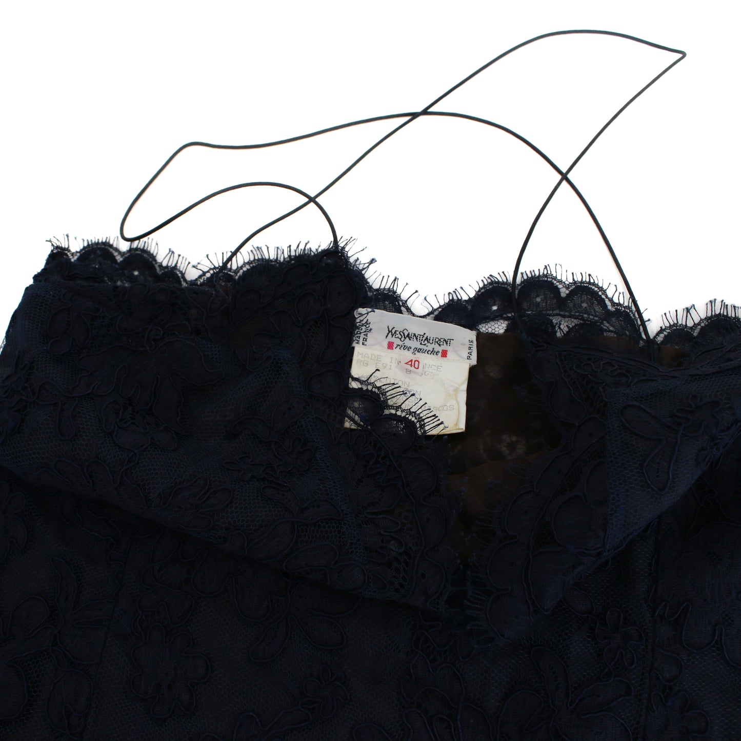 Vintage YSL Navy Floral Lace Camisole