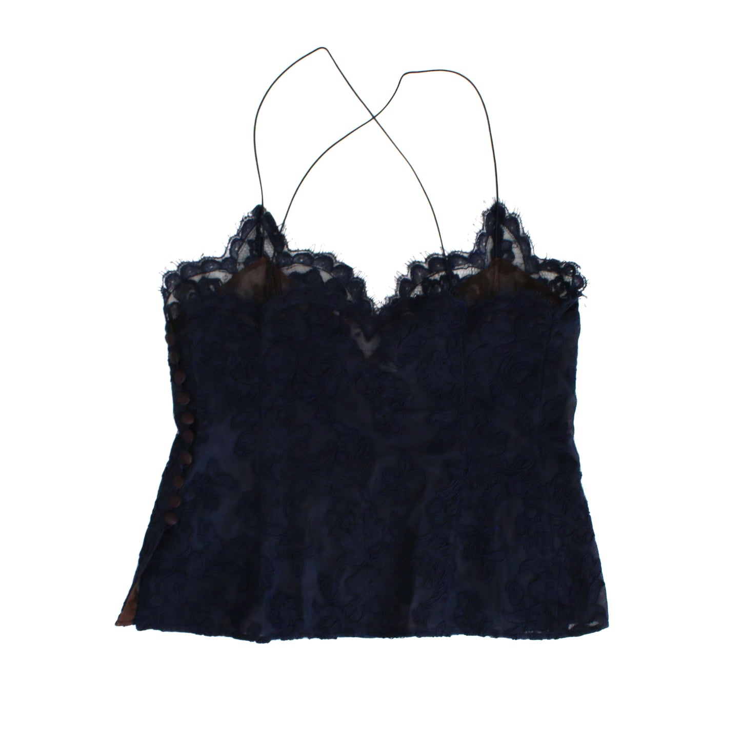 Vintage YSL Navy Floral Lace Camisole