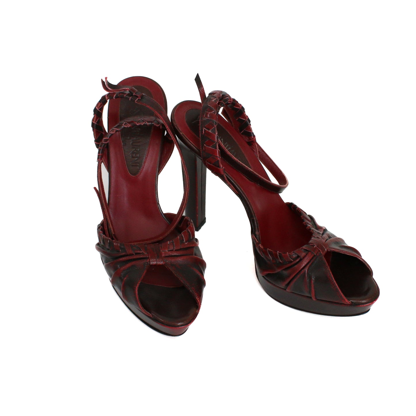 Vintage Tom Ford X YSL 1990's Burgundy Platform Sandals