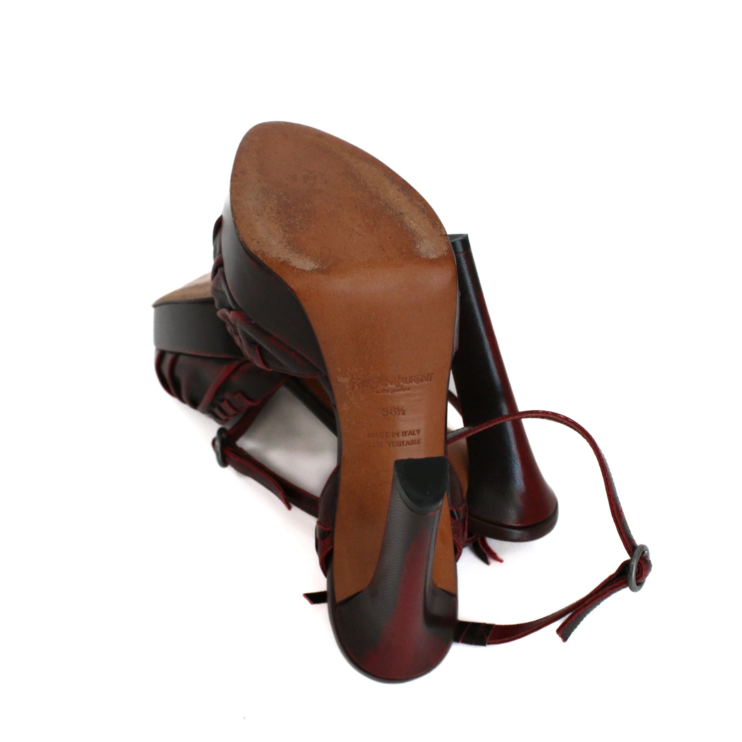 Vintage Tom Ford X YSL 1990's Burgundy Platform Sandals