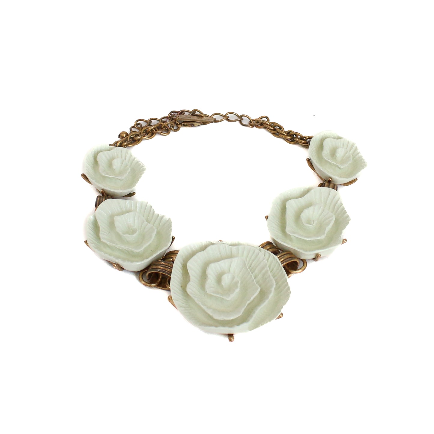 Vintage Oscar De La Renta Gold Plated Camellia Flowers Set