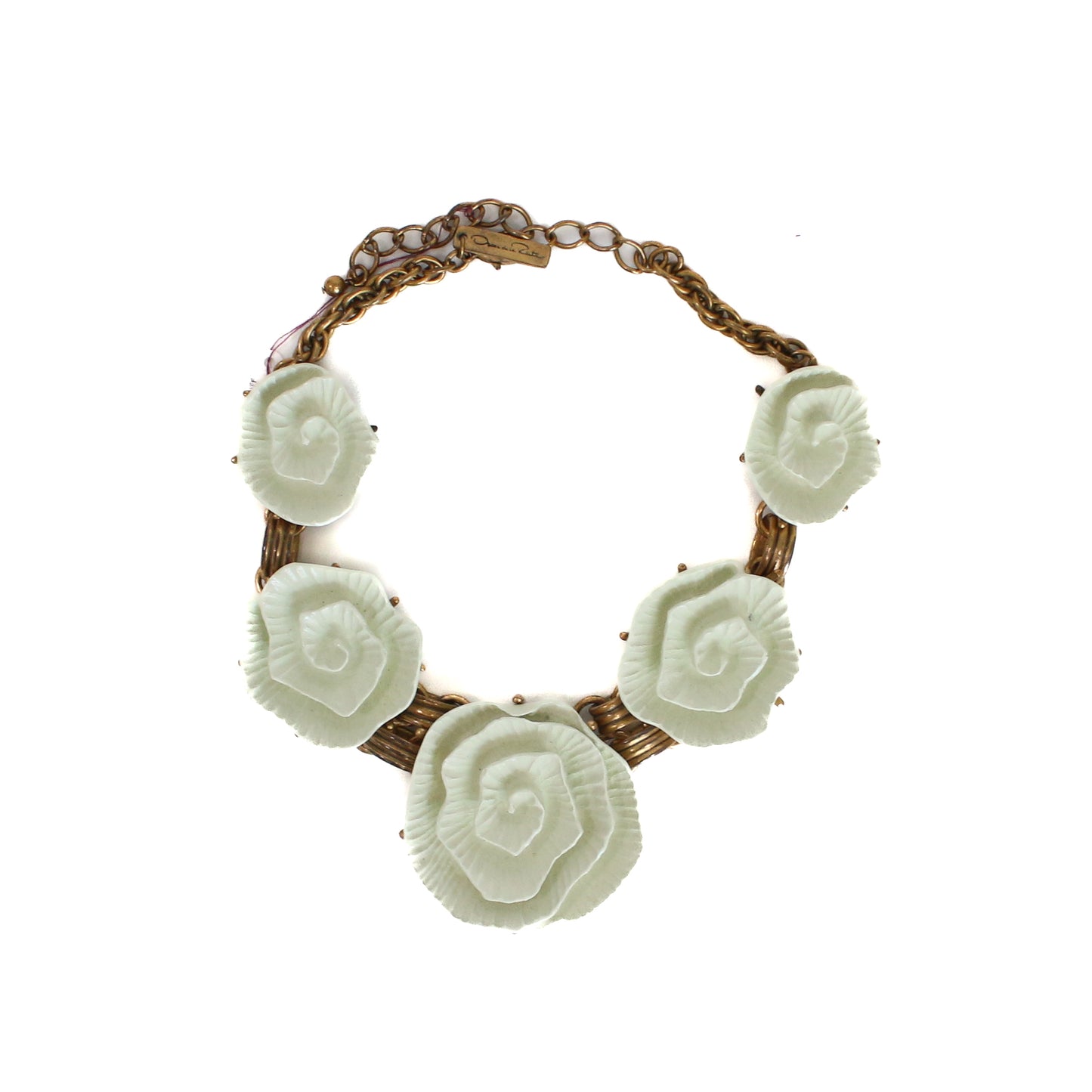 Vintage Oscar De La Renta Gold Plated Camellia Flowers Set
