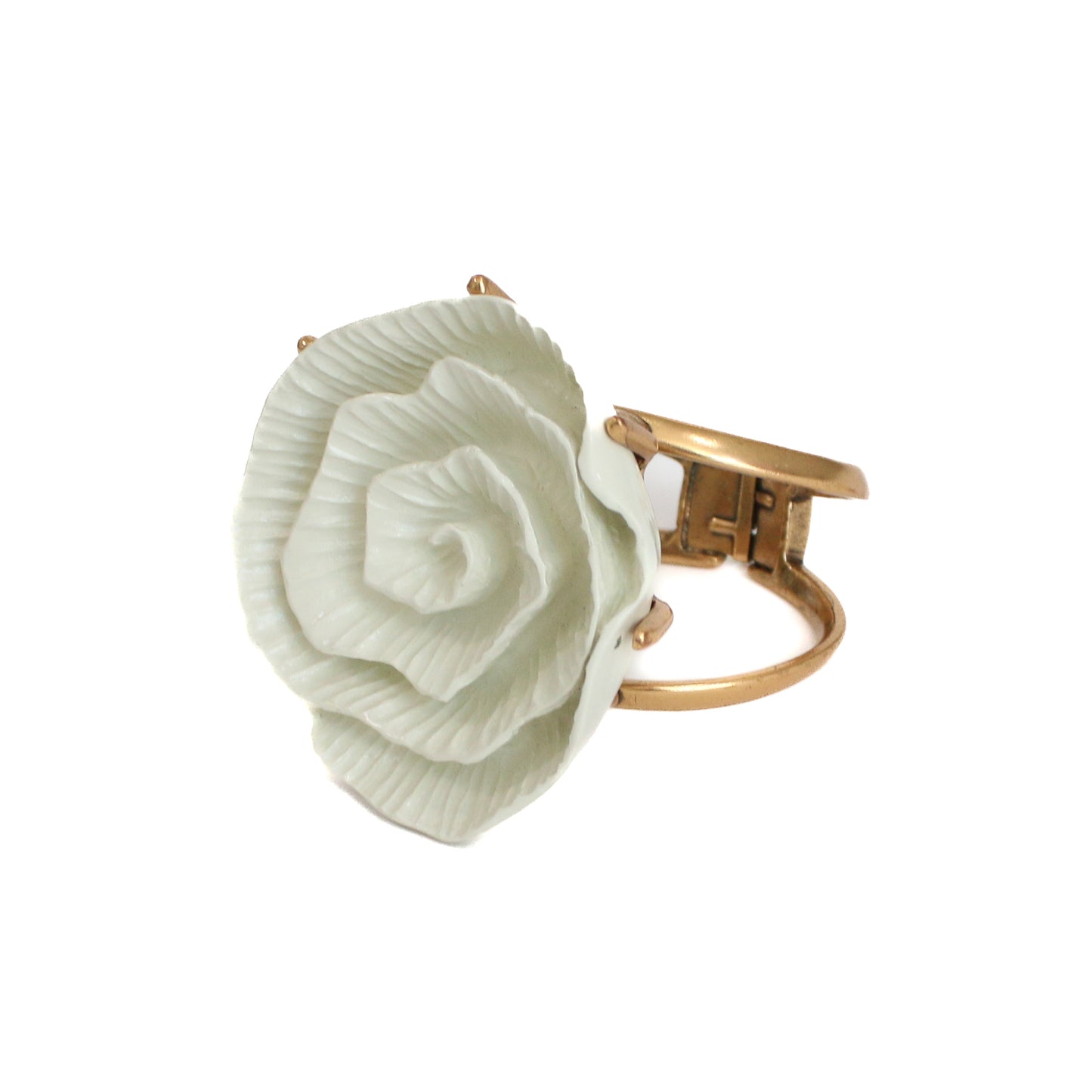 Vintage Oscar De La Renta Gold Plated Camellia Flowers Set