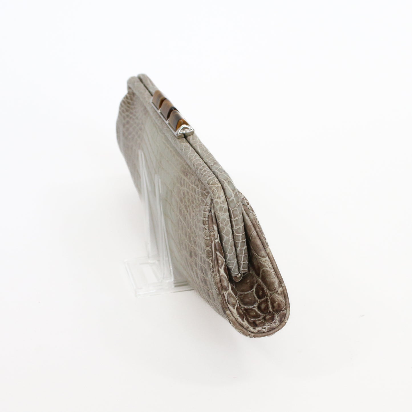 Salvatore Ferragamo Stone Crocodile Clutch