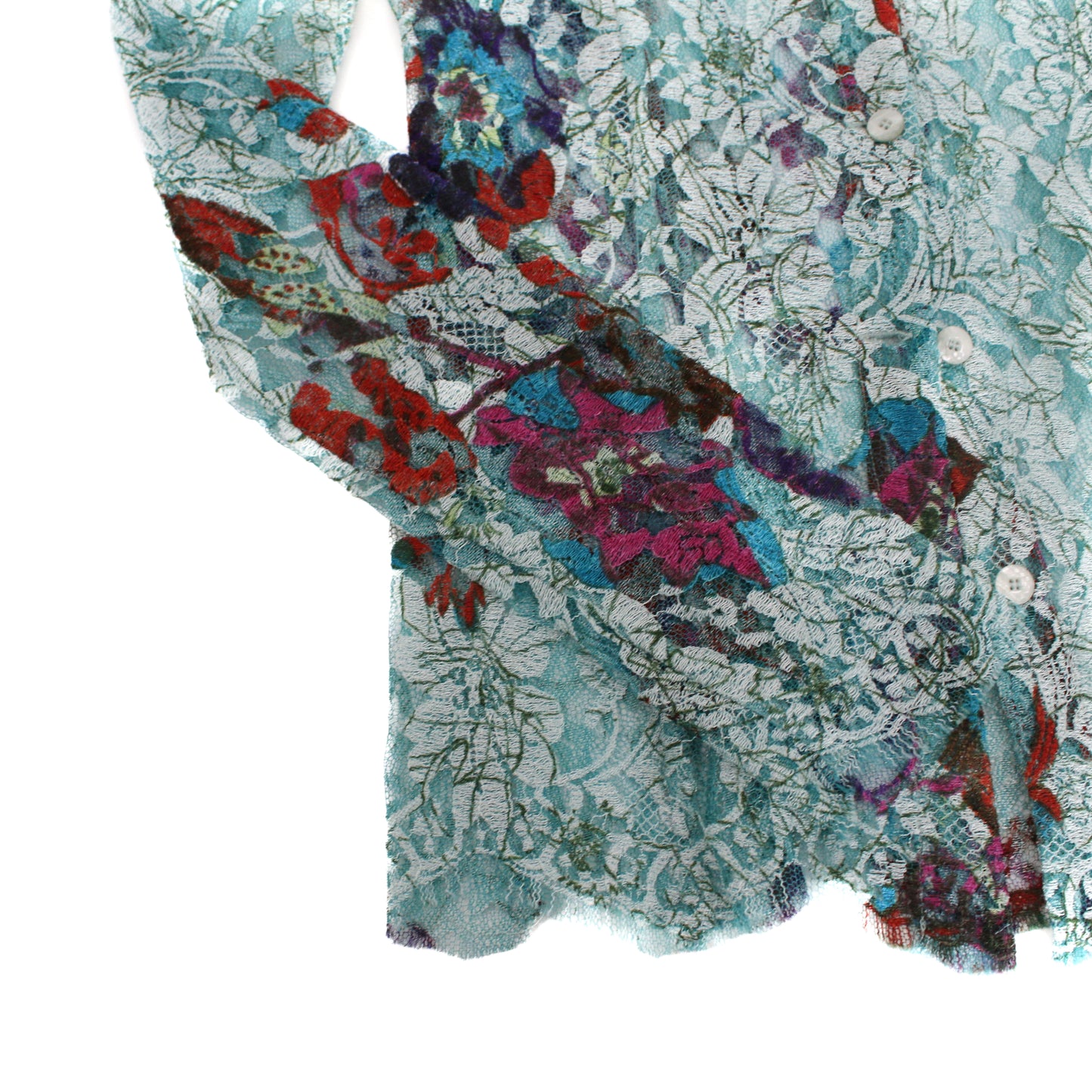 Vintage Christian Lacroix Floral Lace Button Down Blouse