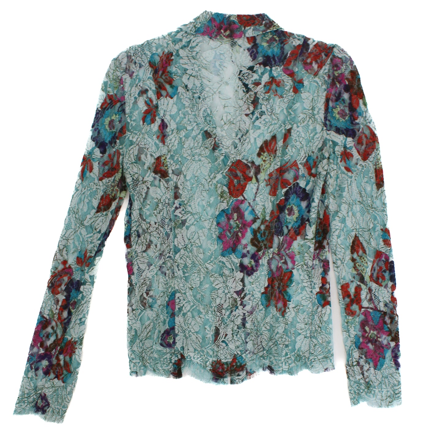 Vintage Christian Lacroix Floral Lace Button Down Blouse