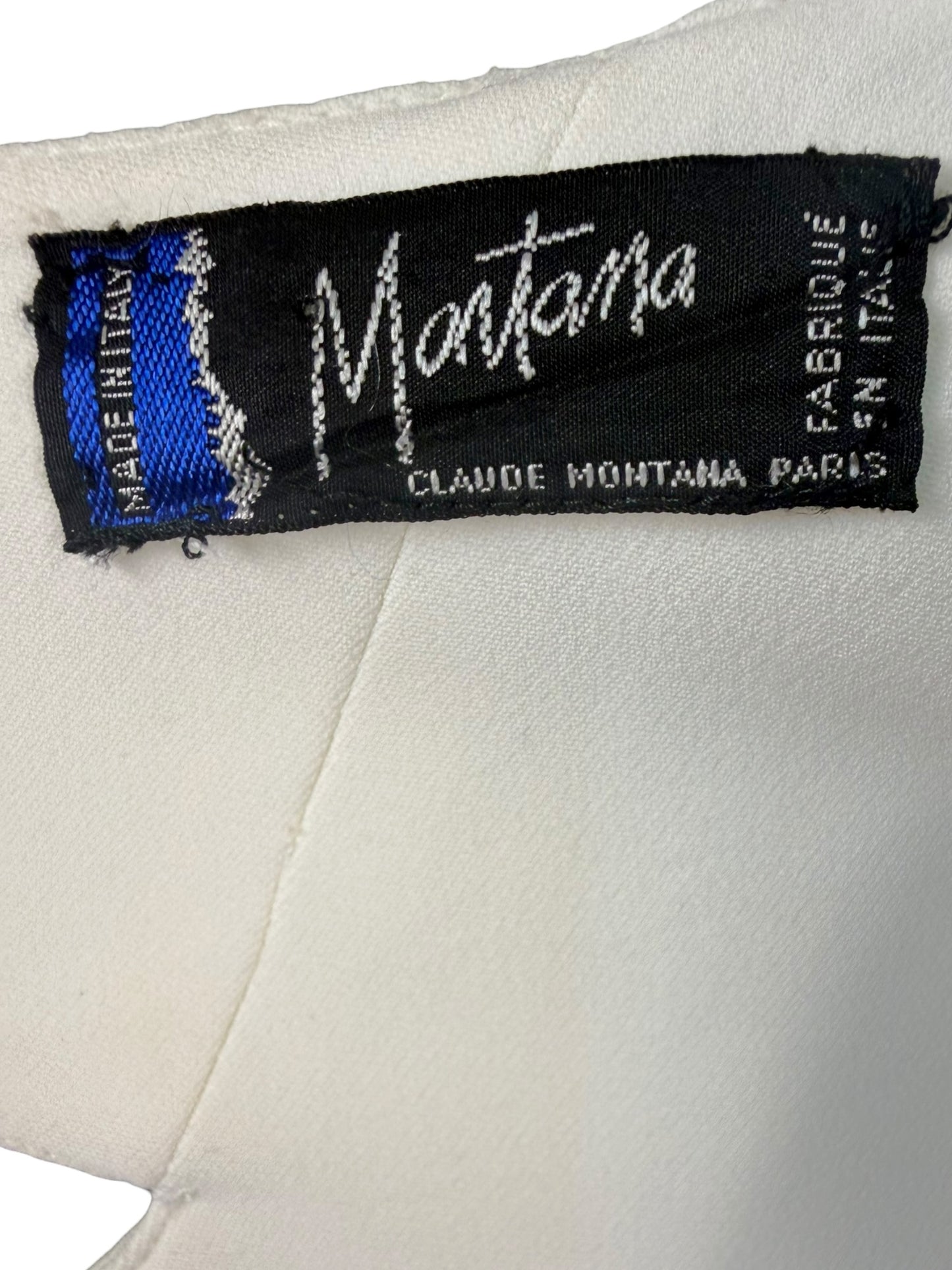 Vintage Claude Montana Paris White Wool Halter Top with Gold Hardware | Made in Italy
