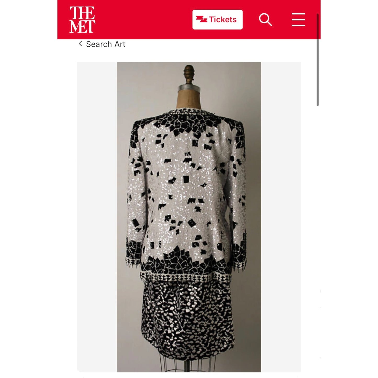 Vintage 1990s Galanos Couture Black & White Art Deco Beaded Sequin Evening Jacket
