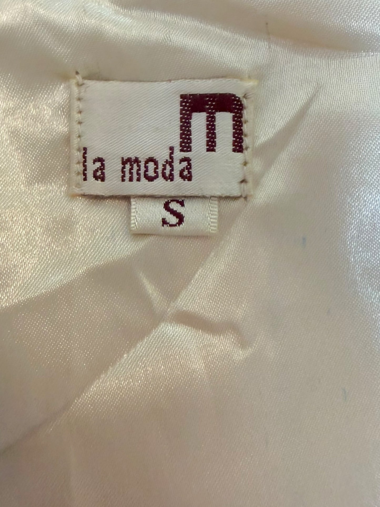 Vintage La Moda Nude Leather One-Shoulder Rhinestone Studded Crop Top | Size Small