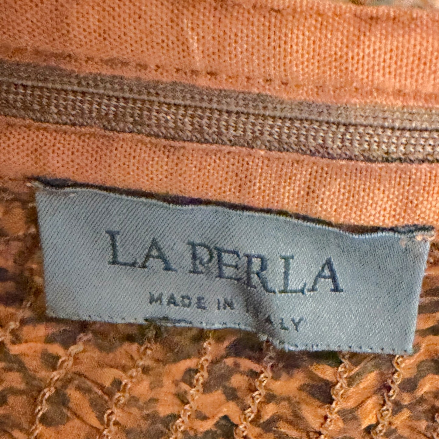 Vintage La Perla Brown Silk Chiffon Printed Bustier Top with Paillettes & Sequins | S-M