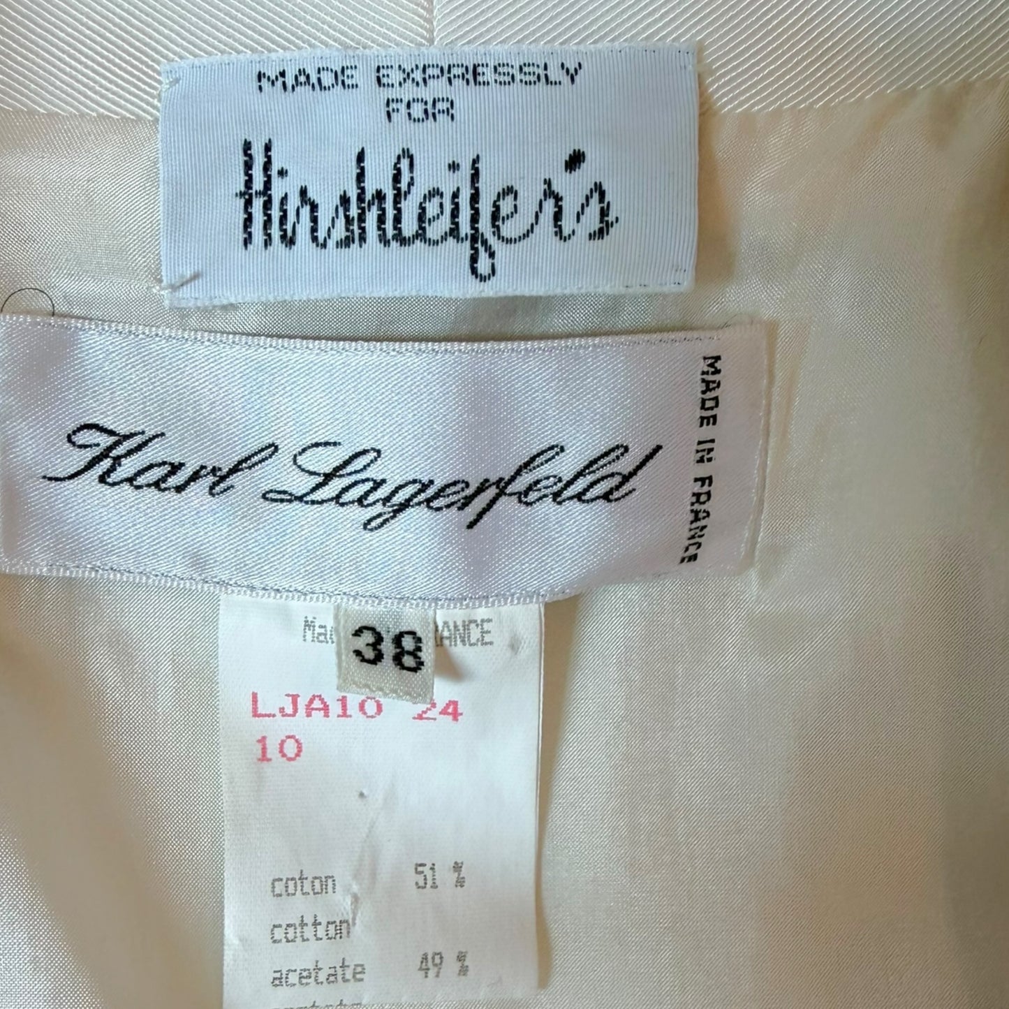 Vintage Karl Lagerfeld for Henri Bendel 1980s Ivory Sculpted Cropped Jacket | Size 38
