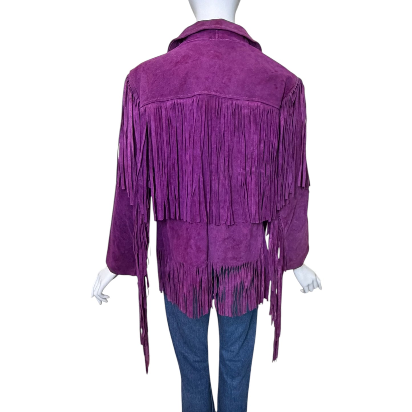 Vintage 1970s Purple Suede Fringe Western Jacket Size Small