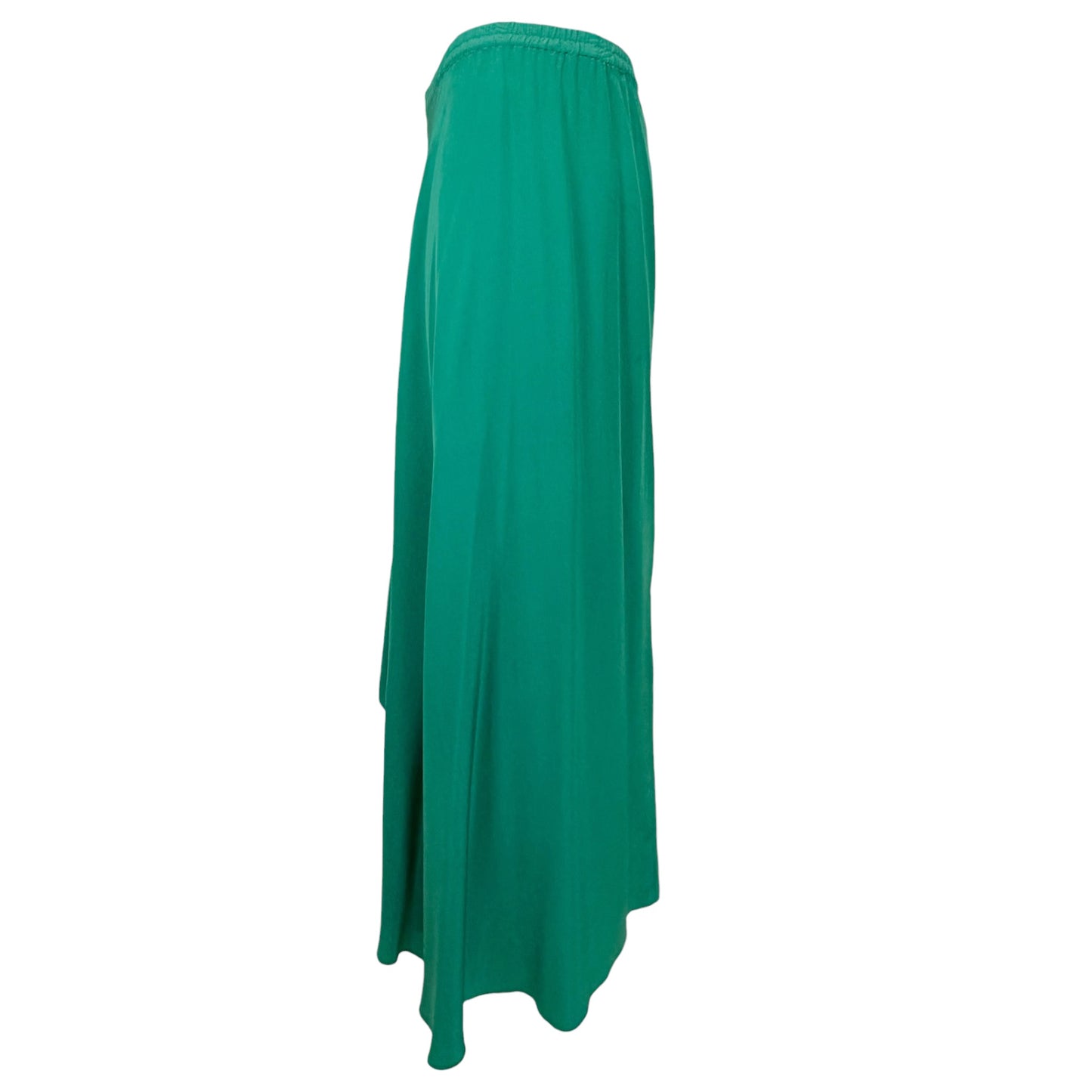 Vintage Emerald Green Silk Butterfly Print Three-Piece Ensemble with Draped Maxi Skirt and Sash Belt - Circa Late 1960s/Early 1970s