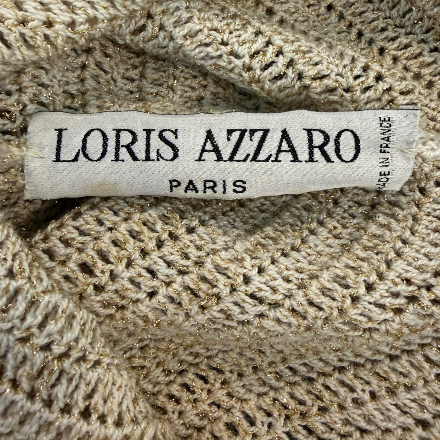 Vintage Loris Azzaro 1970s Beige & Gold Metallic Crochet Chain Tank Top – Size Small