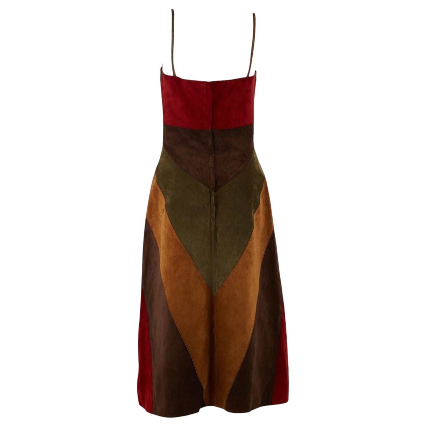 Dolce & Gabbana F/W 2002 Patchwork Suede Lace-Up Midi Dress w/ Built-In Lace Bra NWT IT 46