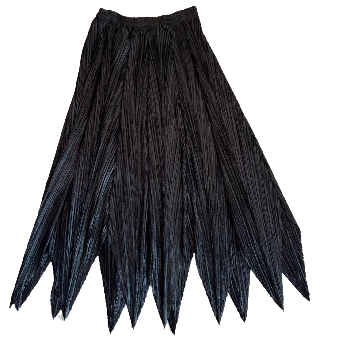 Issey Miyake Vintage Metallic Black Pleated Maxi Skirt