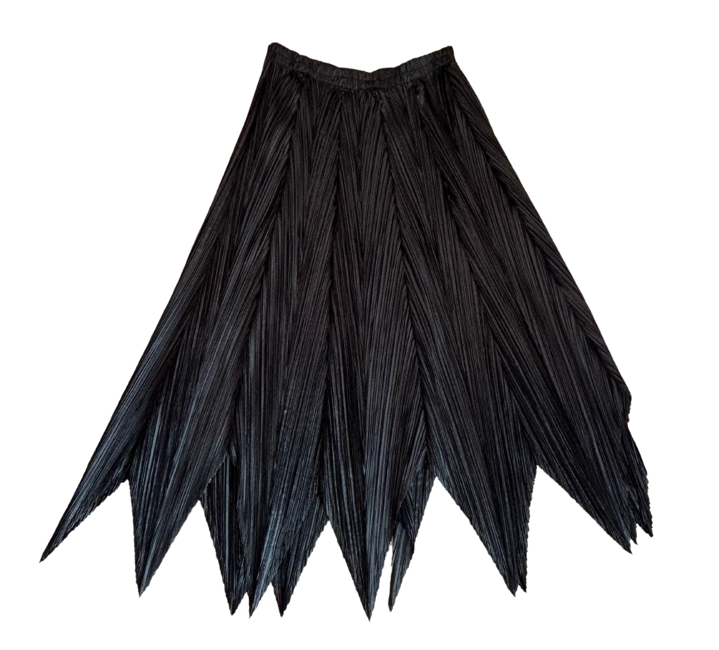 Issey Miyake Vintage Metallic Black Pleated Maxi Skirt