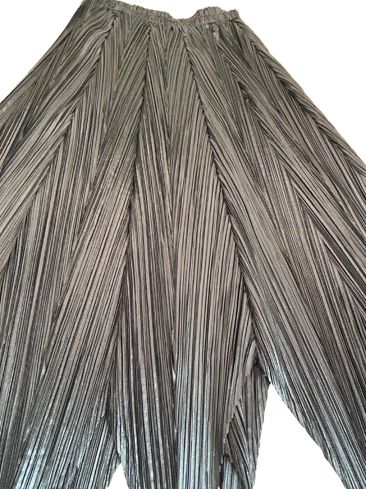 Issey Miyake Vintage Metallic Black Pleated Maxi Skirt