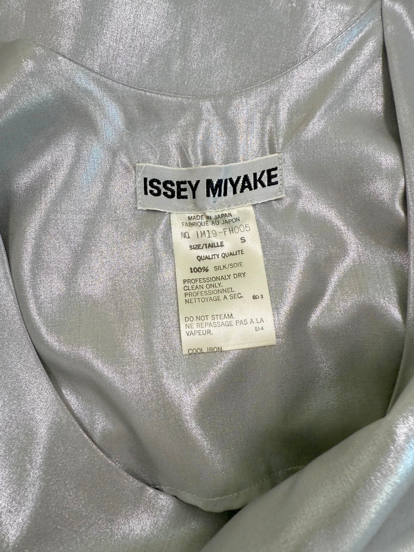 Issey Miyake Fall/Winter 2019 Silver Liquid Silk Mini Dress