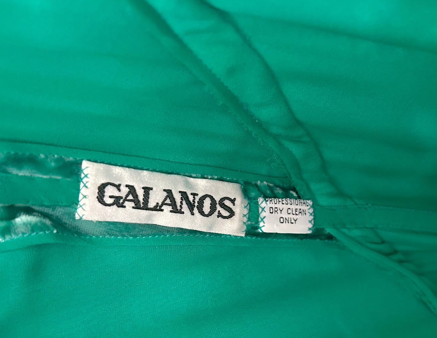 Vintage 1980s James Galanos for Neiman Marcus Mint Green Devoré Silk Velvet Evening Gown