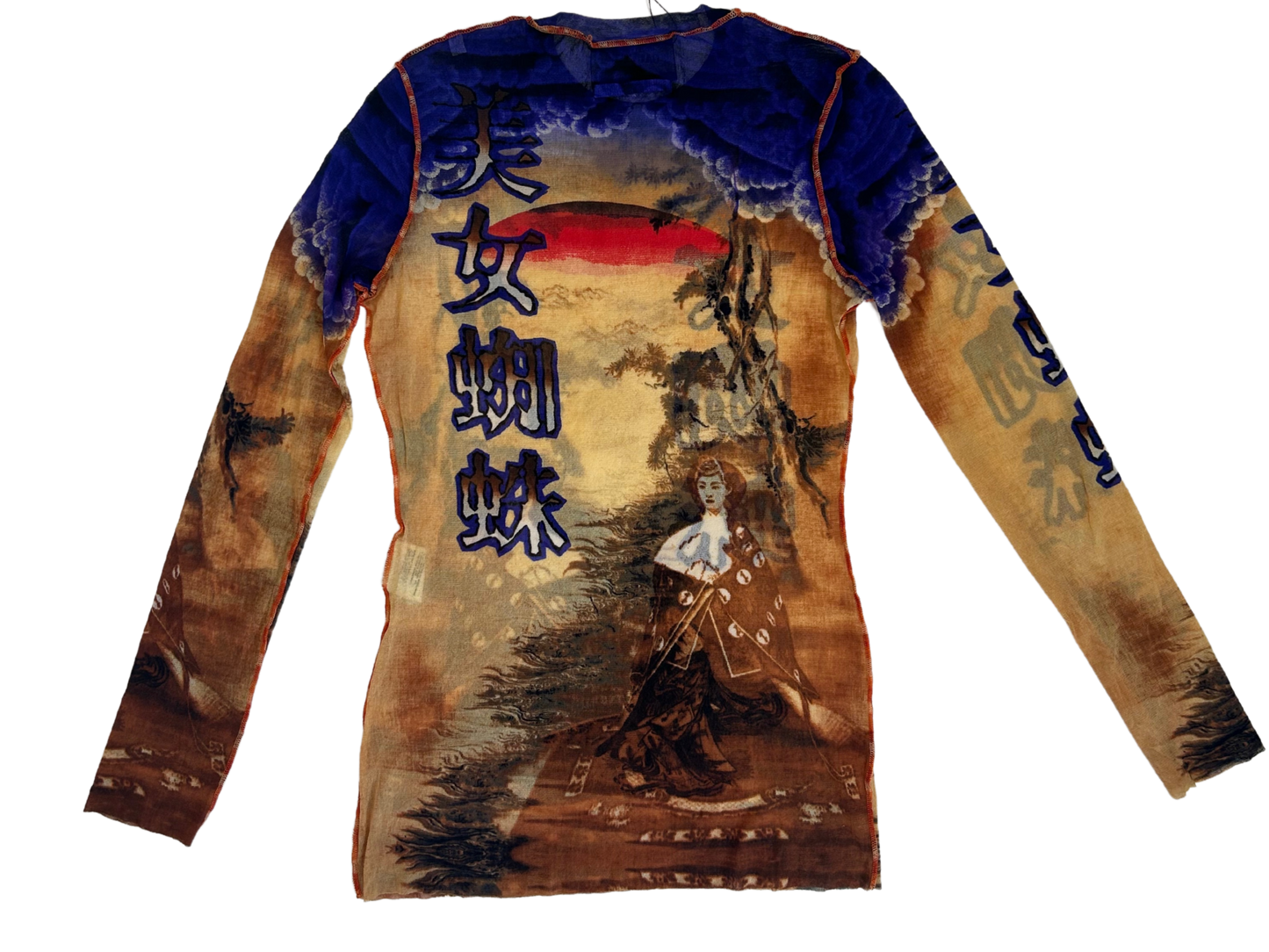Jean Paul Gaultier Japanese Geisha Long Sleeve Mesh Top