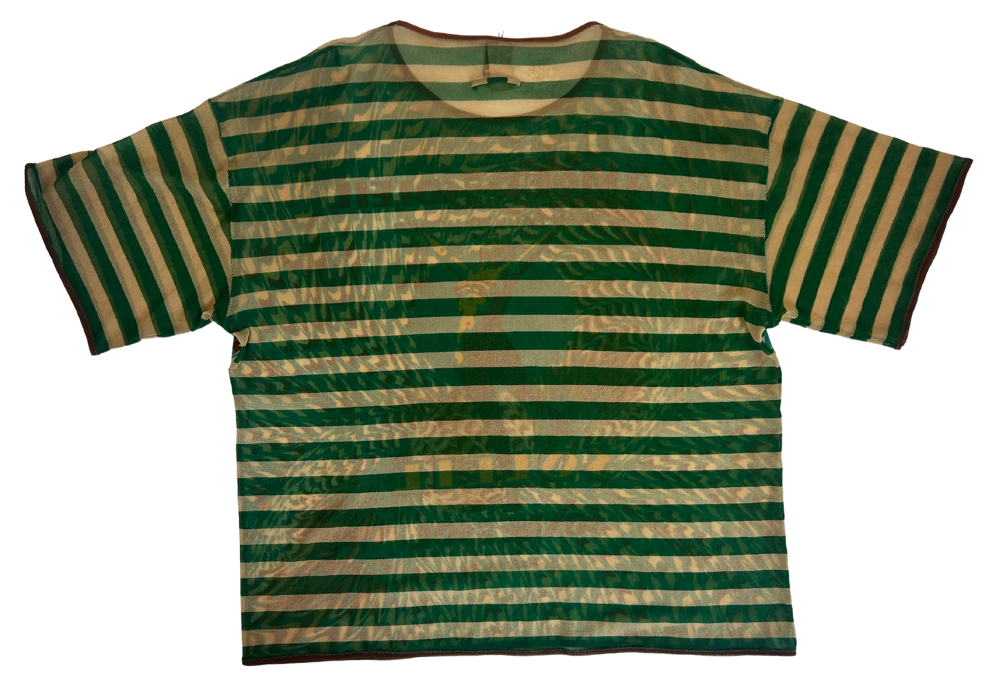 Jean Paul Gaultier Vintage Soleil Striped Short Sleeve Mesh Top