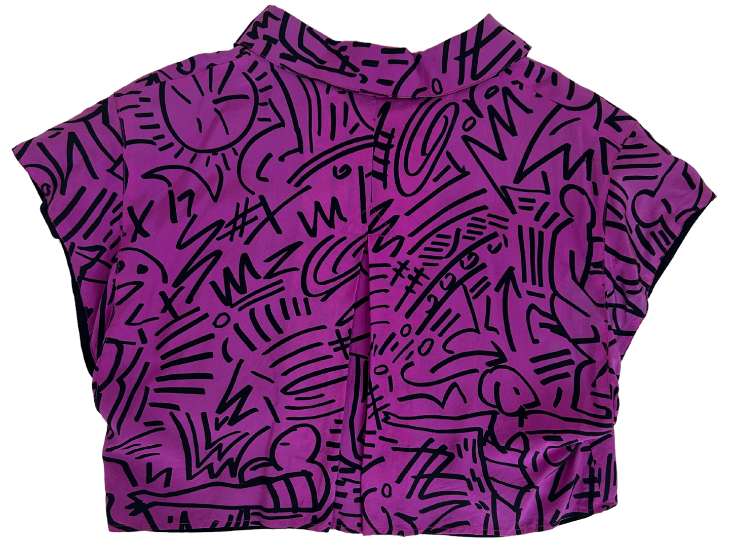 Karl Lagerfeld Vintage 1980's Purple and Black Abstract Print Silk Midi Dress and Cropped Jacket