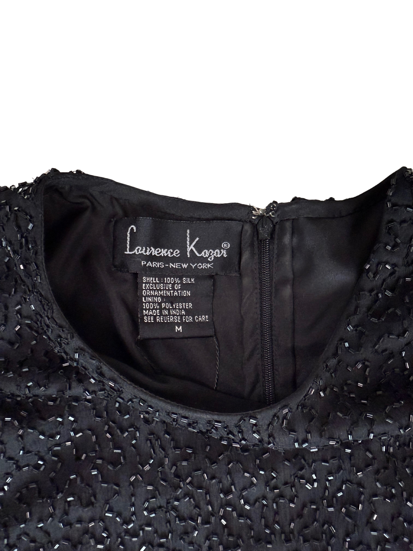 Laurence Kazar Vintage 80's Black and White Striped Silk Sequin Blouse