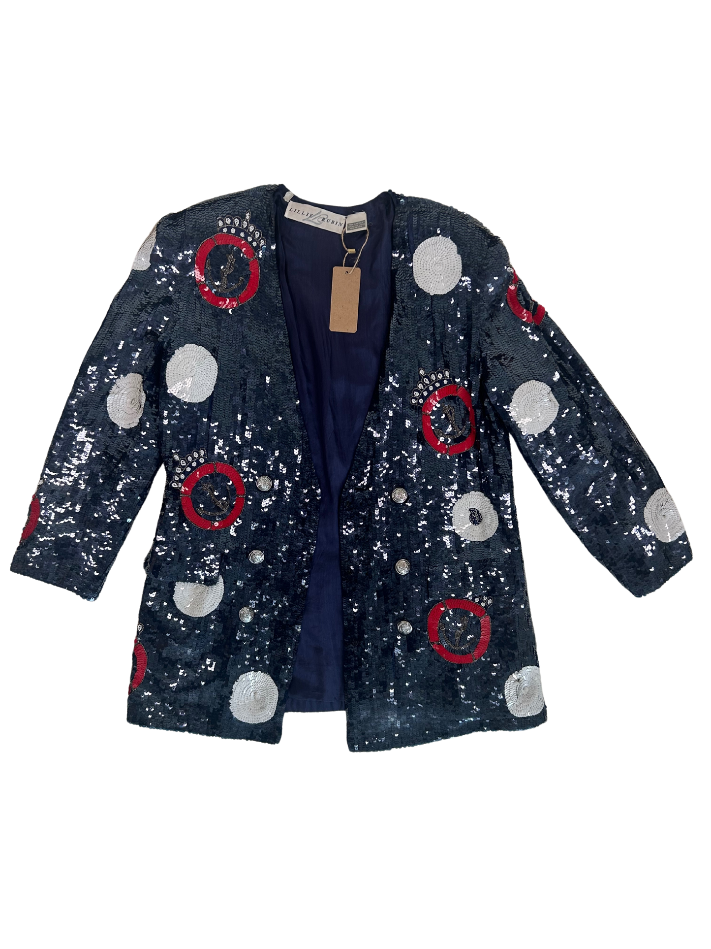 Lillie Rubin Vintage 80's Sequin Nautical Blazer