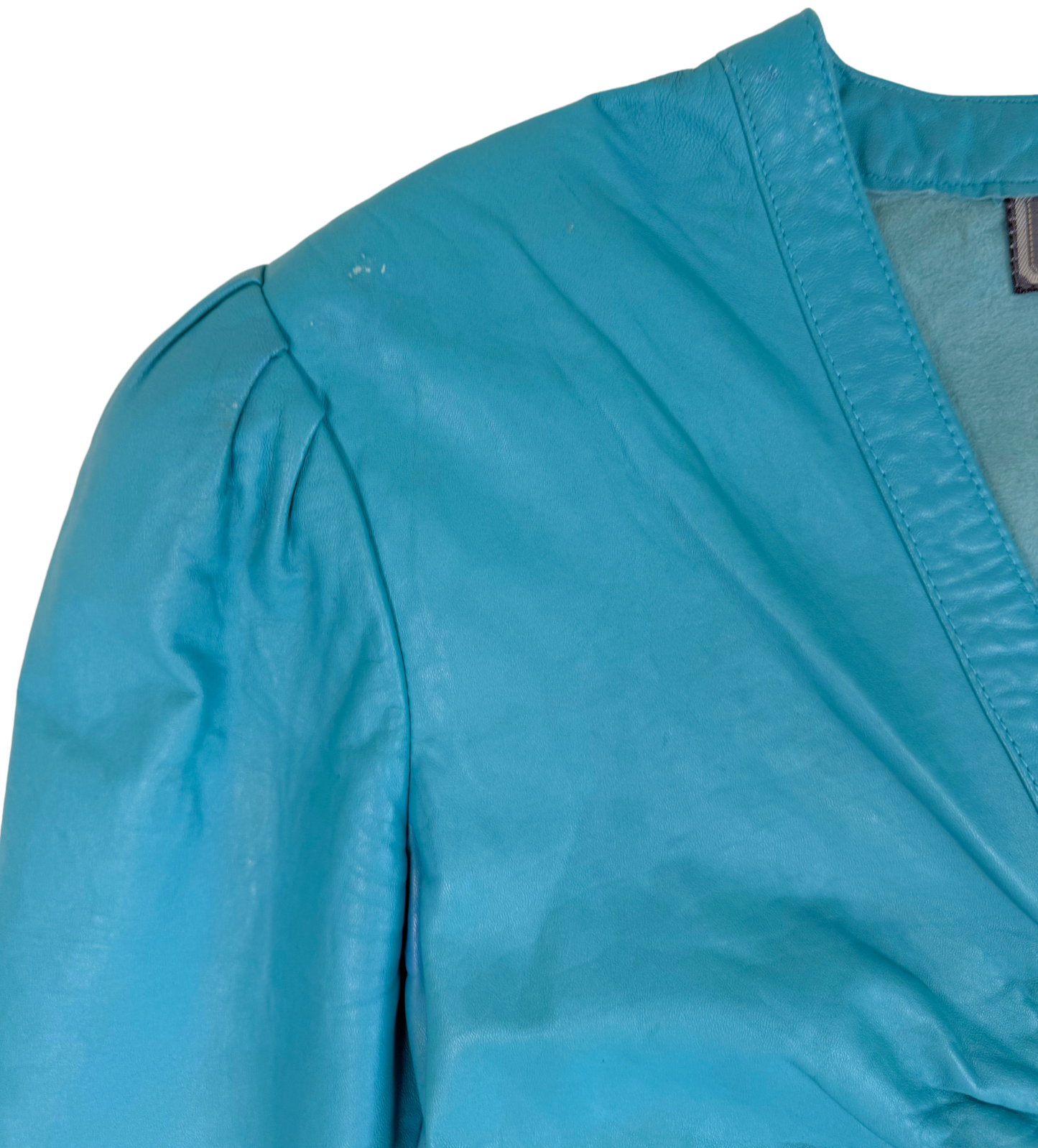 Michael Hoban for North Beach Leather Turquoise Lambskin Body-Hugging Dress