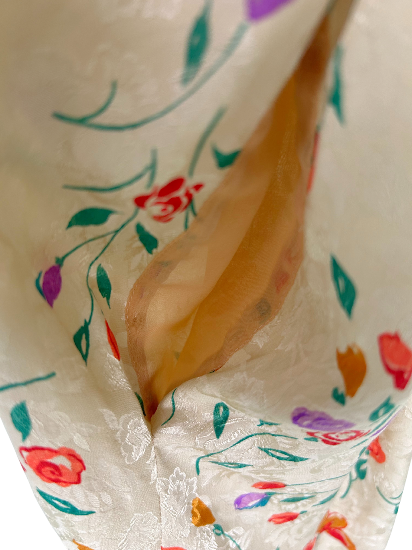Vintage Miss O by Oscar de la Renta Silk Floral Ruffle Midi Dress – 1980s