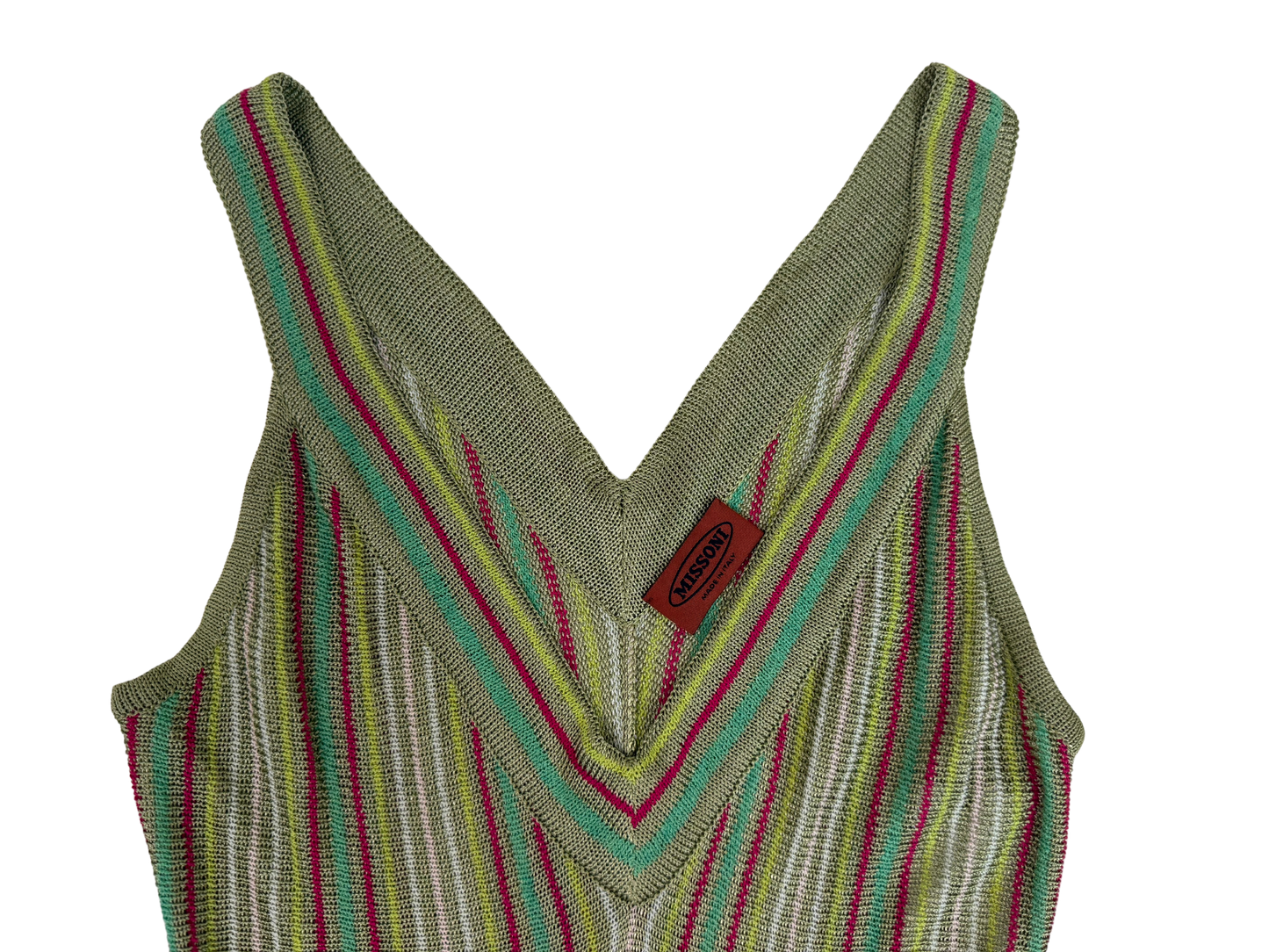 Missoni Multicolored Striped Knit Sleeveless Mermaid Midi Dress