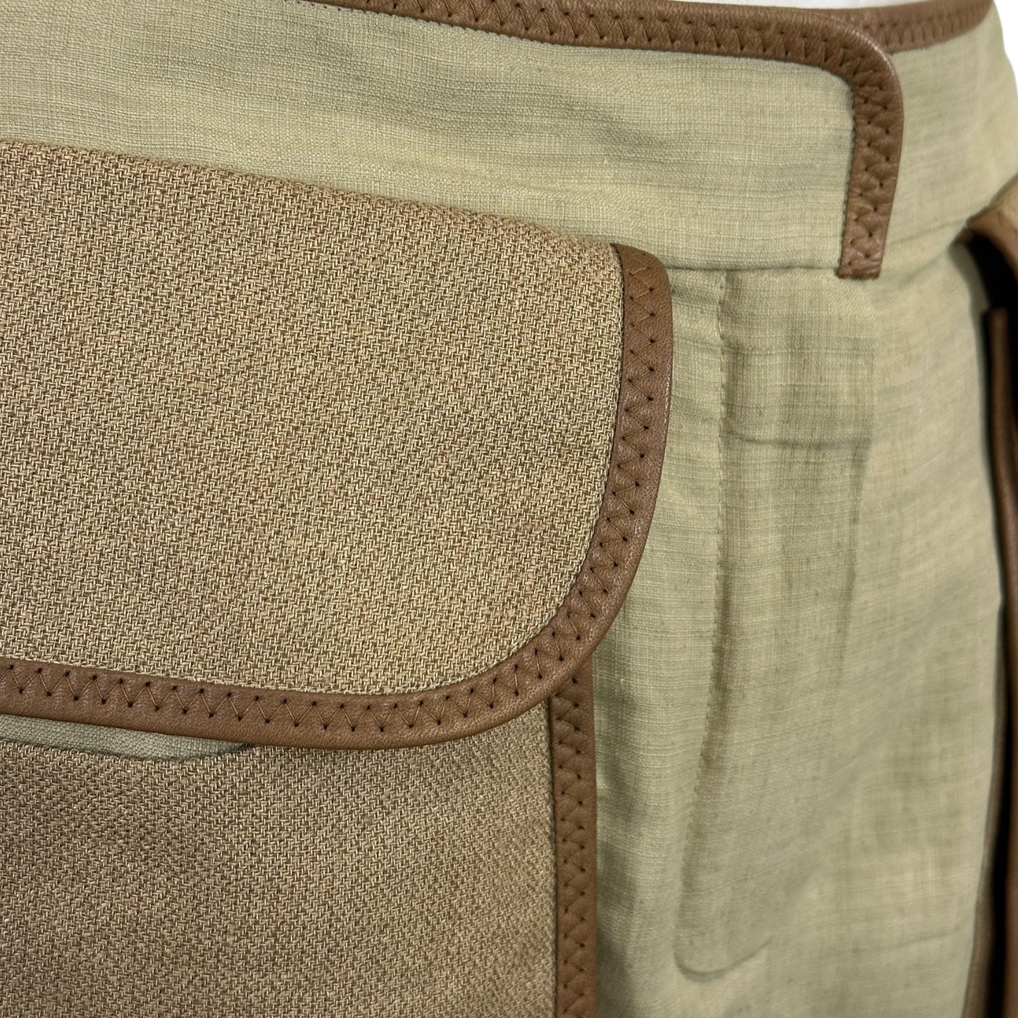 Chloé Phoebe Philo-Era Runway Linen Hemp Safari Cargo Shorts Size 38